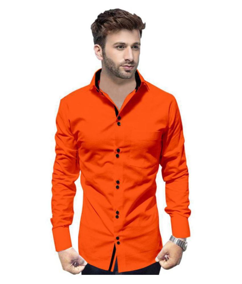 P&V Cotton Blend Orange Shirt