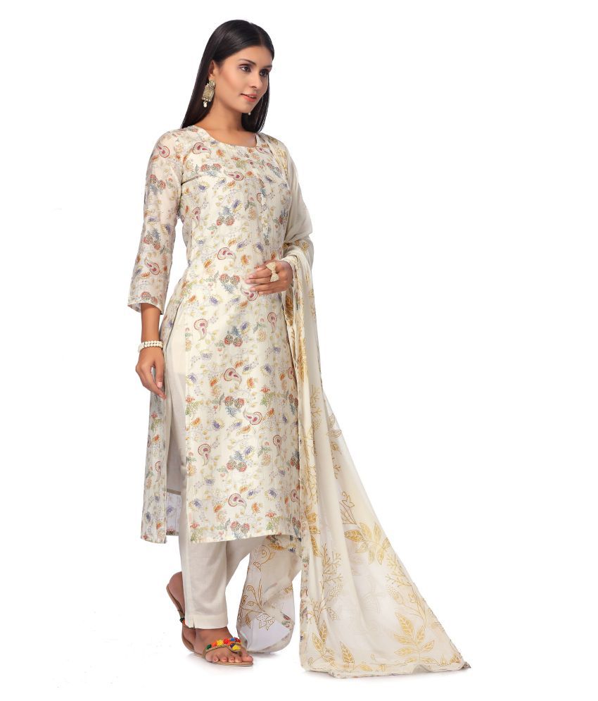 in365 White Cotton Dress Material Buy in365 White Cotton Dress