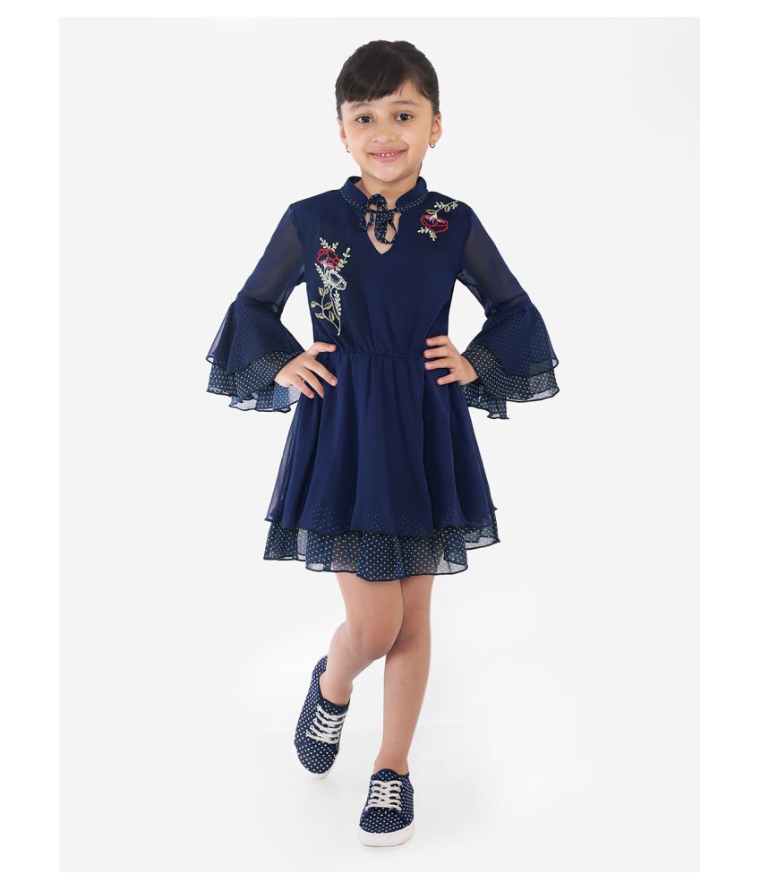     			Naughty Ninos - Navy Blue Polyester Girl's A-line Dress ( Pack of 1 )