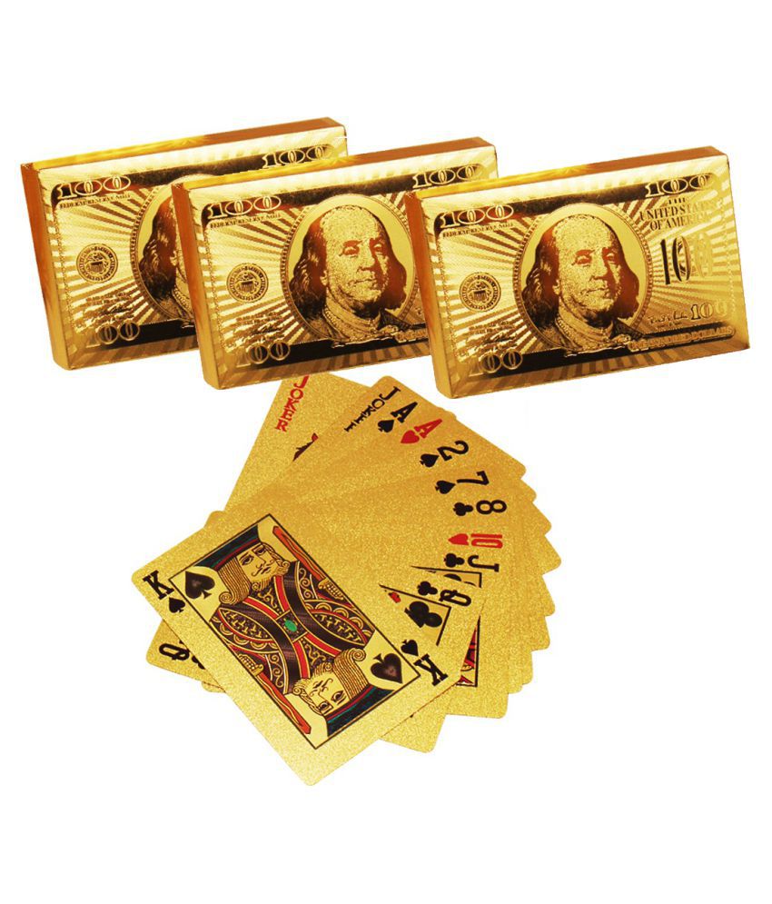 Aatiutik 24 K Gold Plated Waterproof Poker Playing Card Set of 3