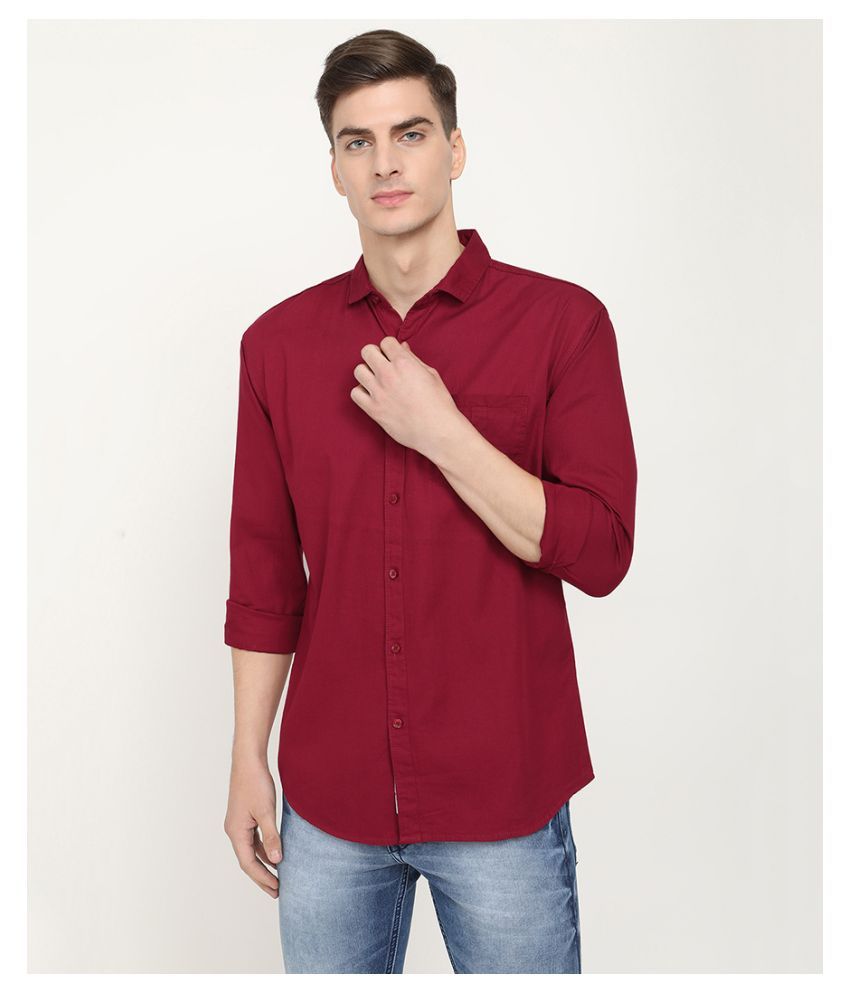 V2 Cotton Blend Maroon Shirt - Buy V2 Cotton Blend Maroon Shirt Online ...