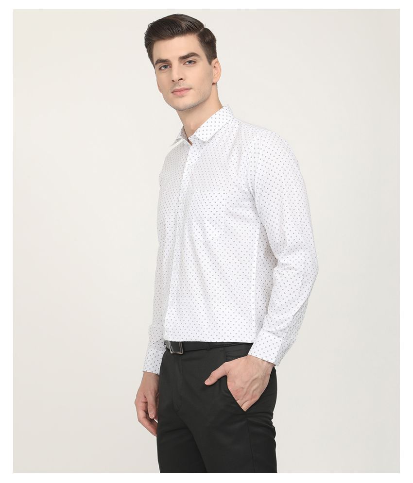 V2 Cotton Blend White Prints Formal Shirt - Buy V2 Cotton Blend White ...