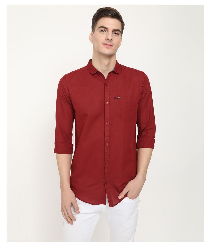 linen maroon shirt