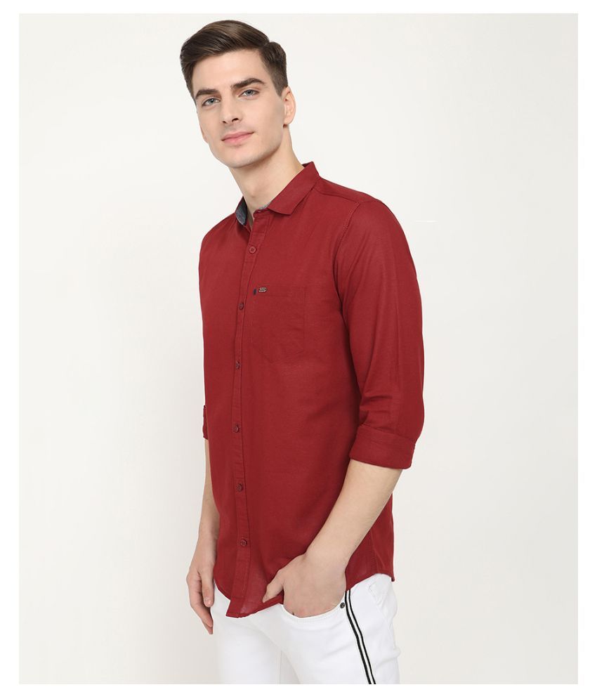 linen maroon shirt