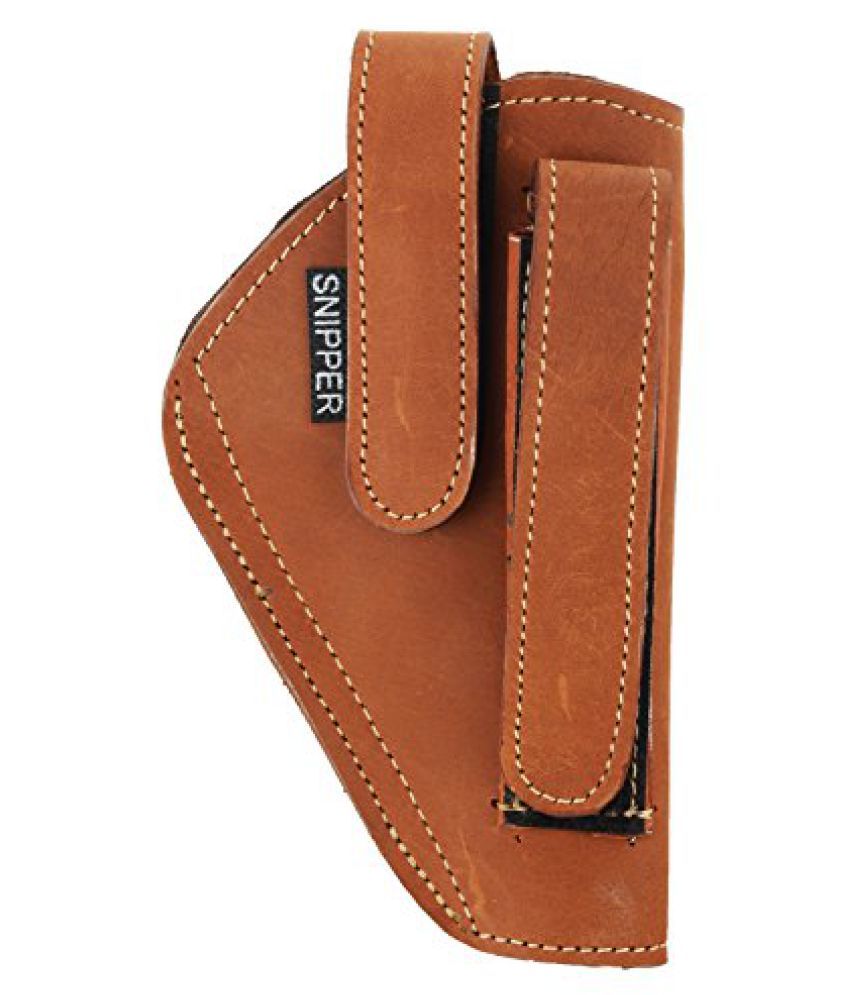 Leather Flip Pistol Cover, 16 cm x 9 cm (Brown) Buy Online at Best