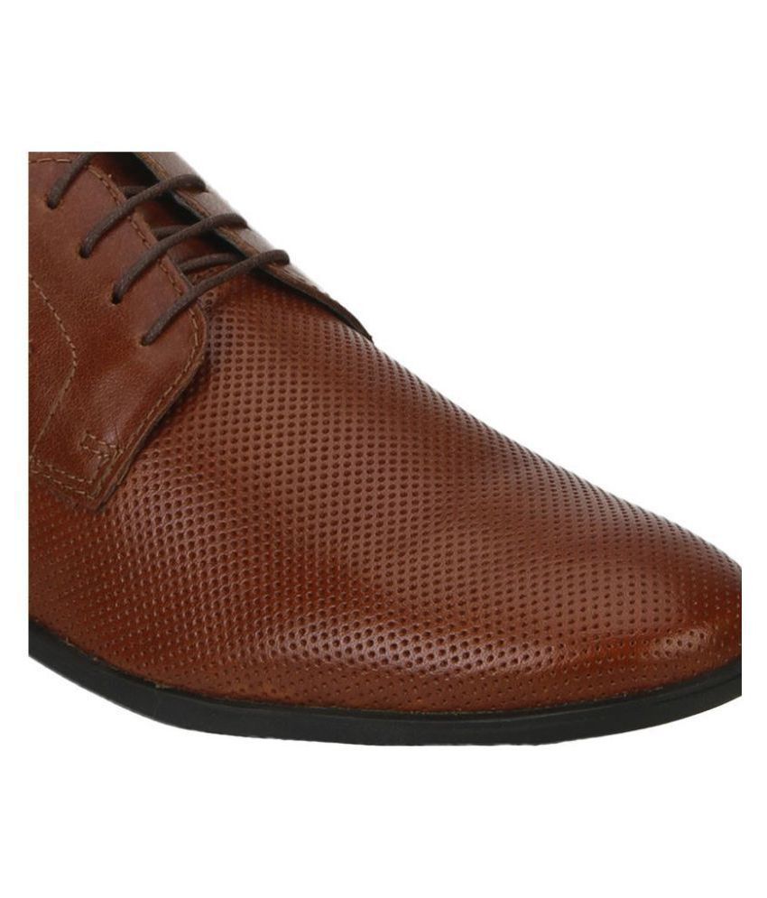 red tape tan derby formal shoes