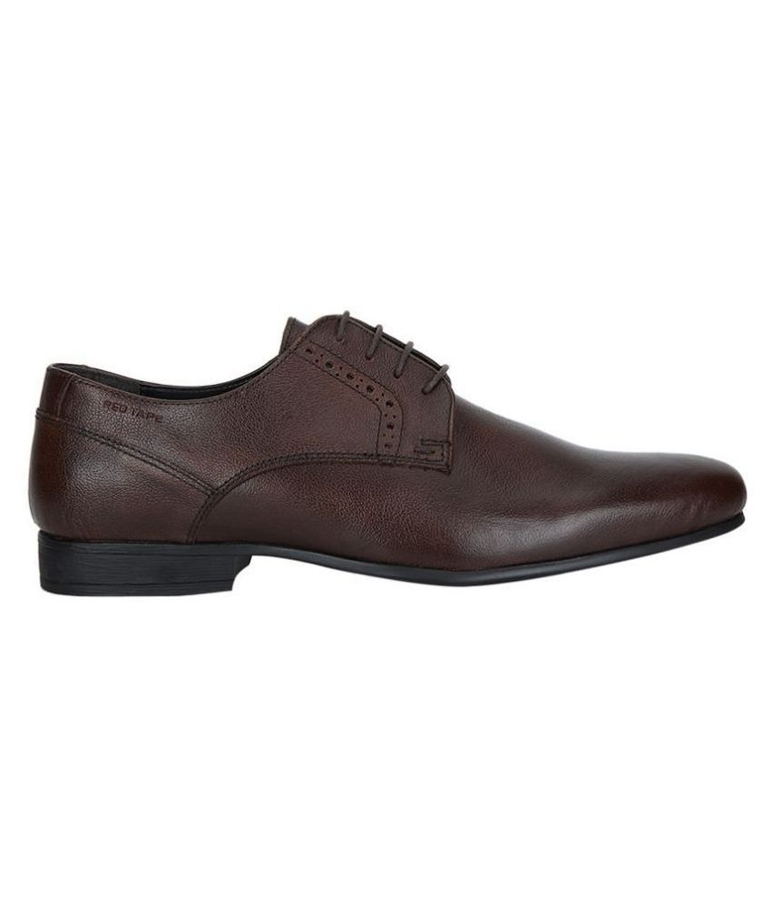 red tape men's dark brown derby shoes