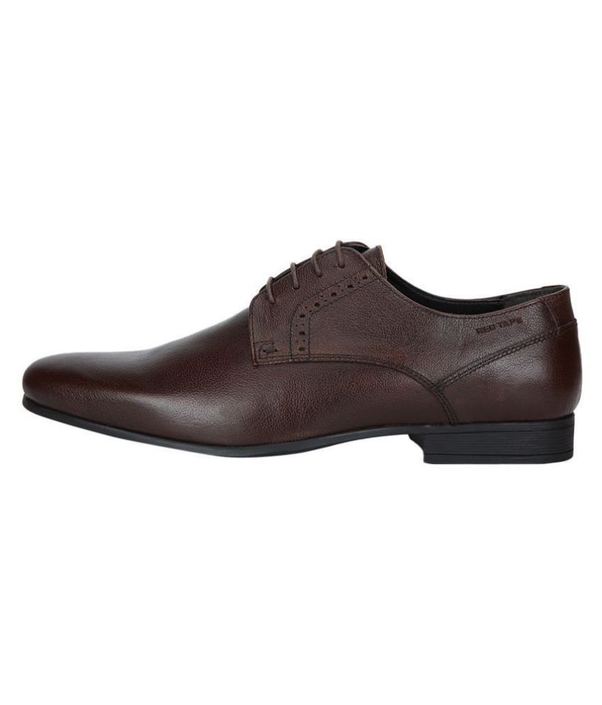 red tape men's dark brown derby shoes