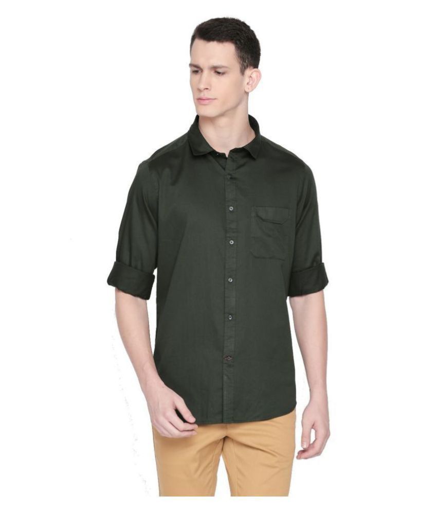 Solemio 100 Percent Cotton Green Shirt