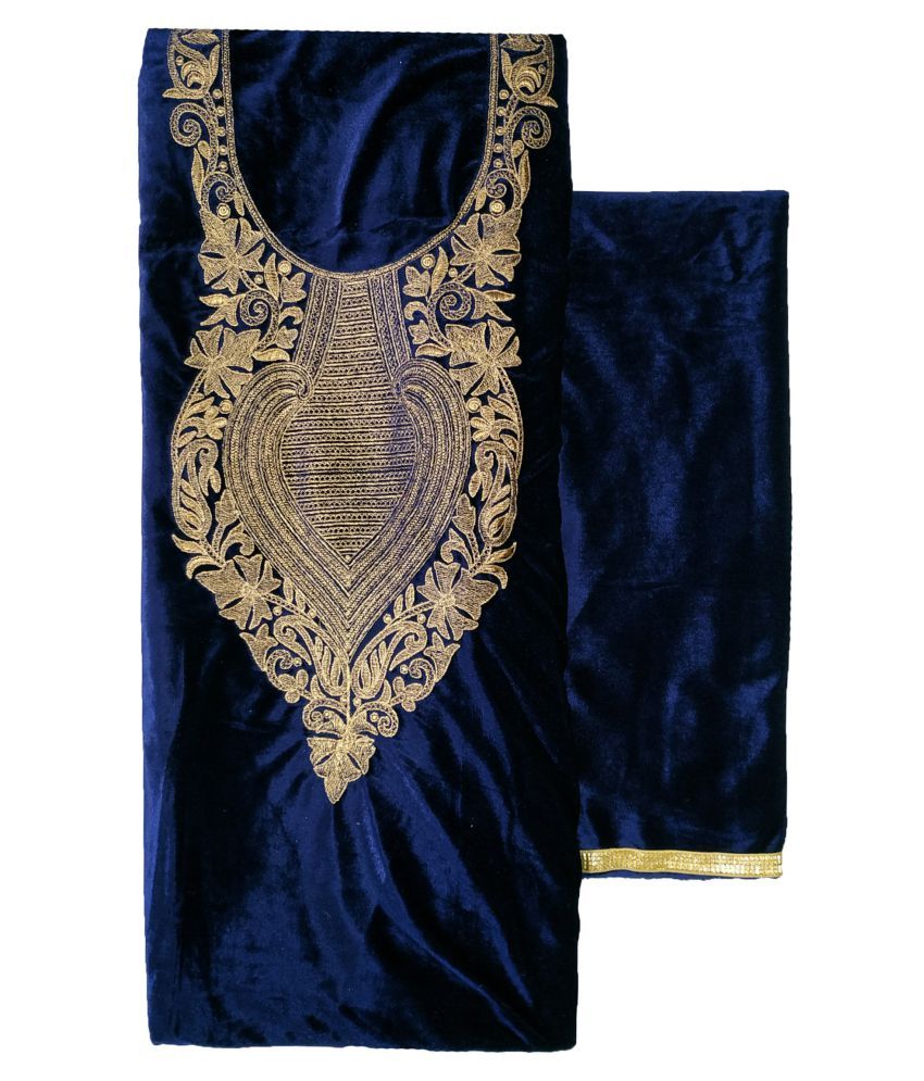 Varun Cloth House Blue Velvet Dress Material Buy Varun Cloth House