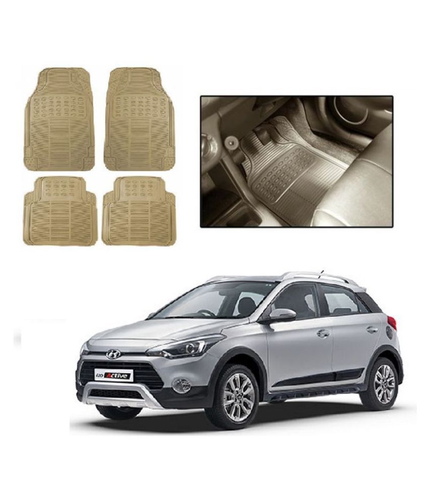 HUUSO Premium Rubber Car Floor/Foot Mats BeigeHyundai I20 Active (Set