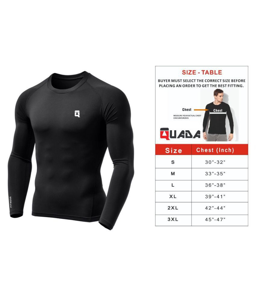     			Quada Unisex 100% Polyester Compression T-Shirt Top Base Layer Full Sleeve T-Shirts Sport Tight T-Shirts Cool Dry