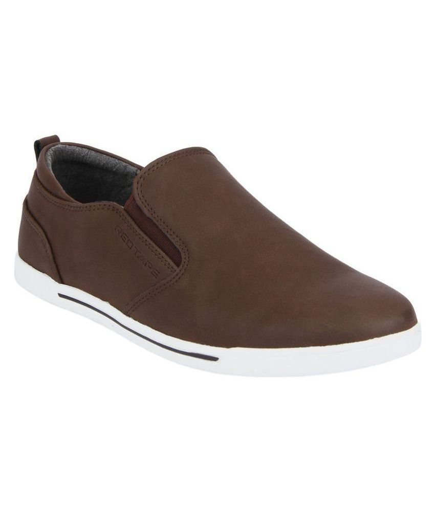 red tape brown leather sneakers