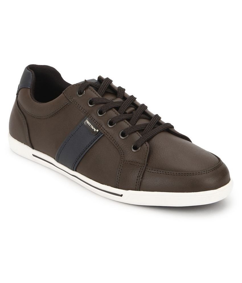red tape brown leather sneakers