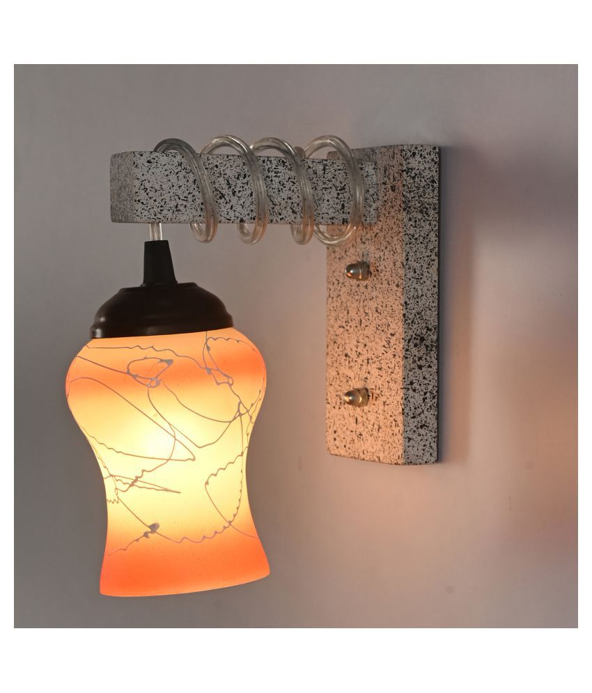     			Somil New Pendant Wood Fitting Shade Glass Wall Light Orange - Pack of 1