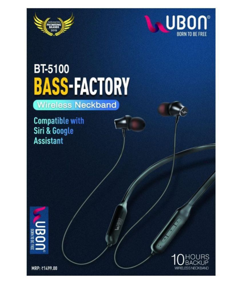 UBON BASS FACTORY BLUETOOTH-5100 Neckband Wireless With Mic Headphones ...