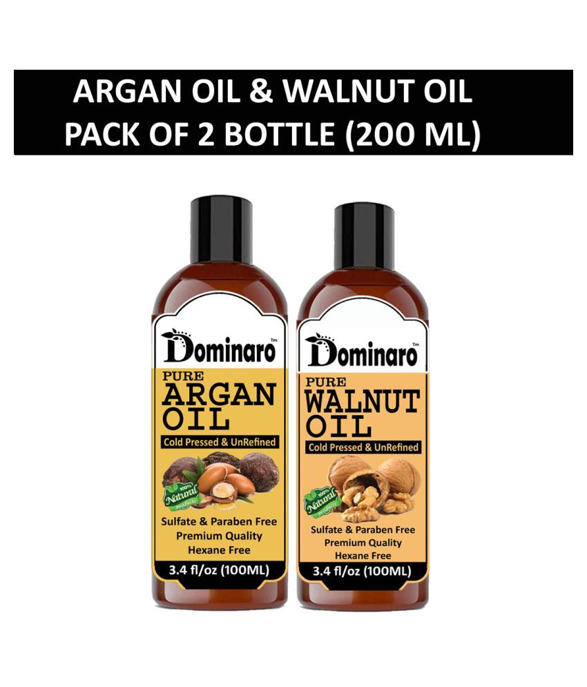 Dominaro 100% Pure Argan Oil Walnut Oil 200 mL Pack of 2