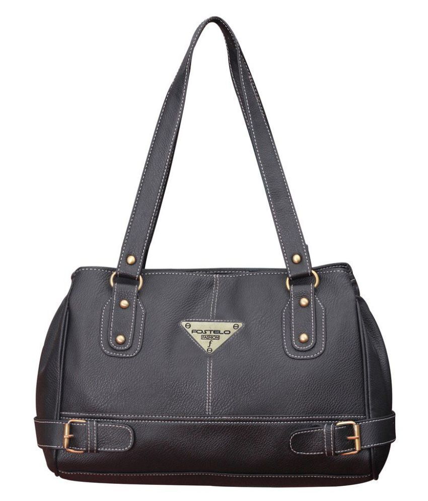 Fostelo Black Faux Leather Shoulder Bag - Buy Fostelo Black Faux Leather Shoulder Bag Online at 