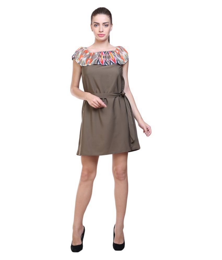 Uvr Poly Crepe Green A- line Dress