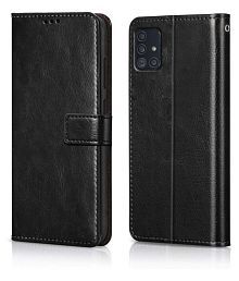Samsung Galaxy A51 5G Flip Cover by NBOX - Black Viewing Stand and pocket