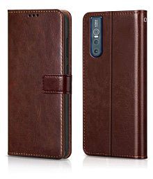 Vivo V15 Pro Flip Cover by NBOX - Brown Viewing Stand and pocket