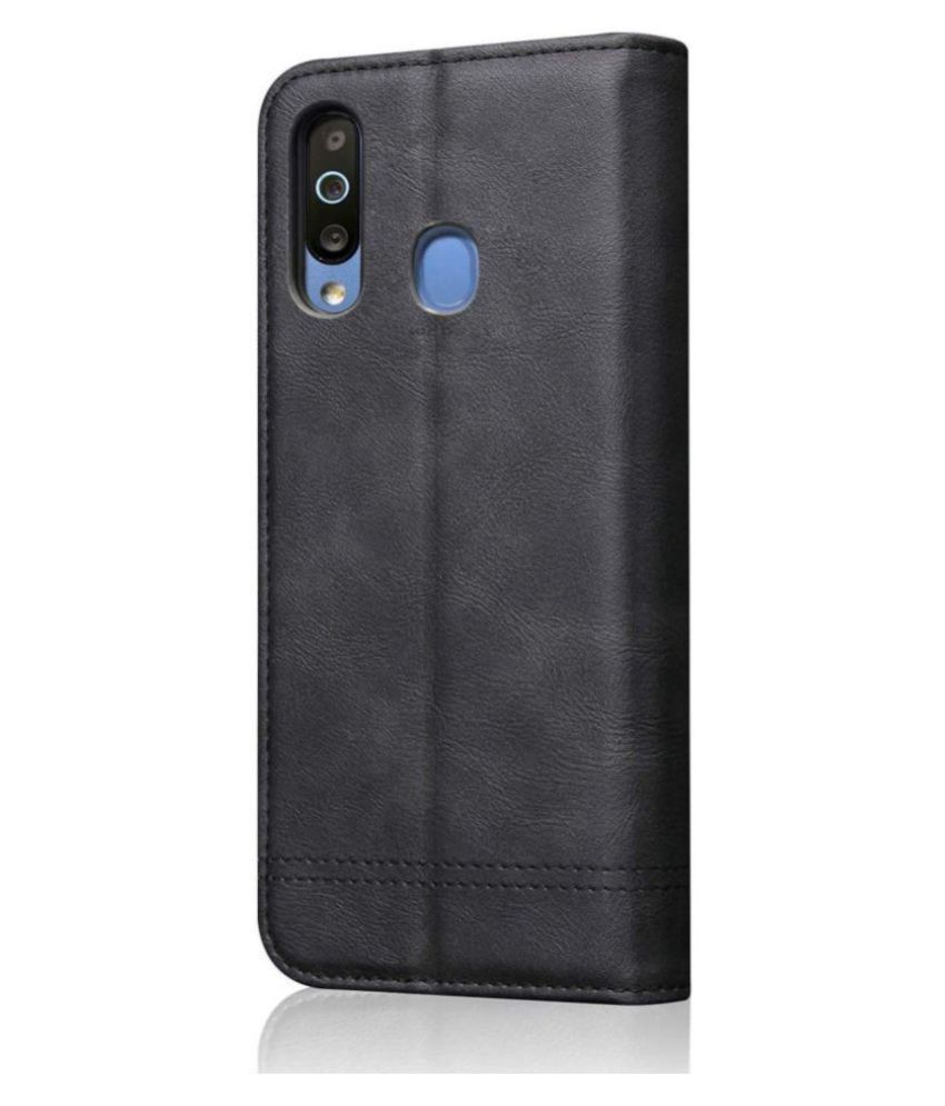 Samsung Galaxy A20s Flip Cover by NBOX Black Viewing Stand and pocket