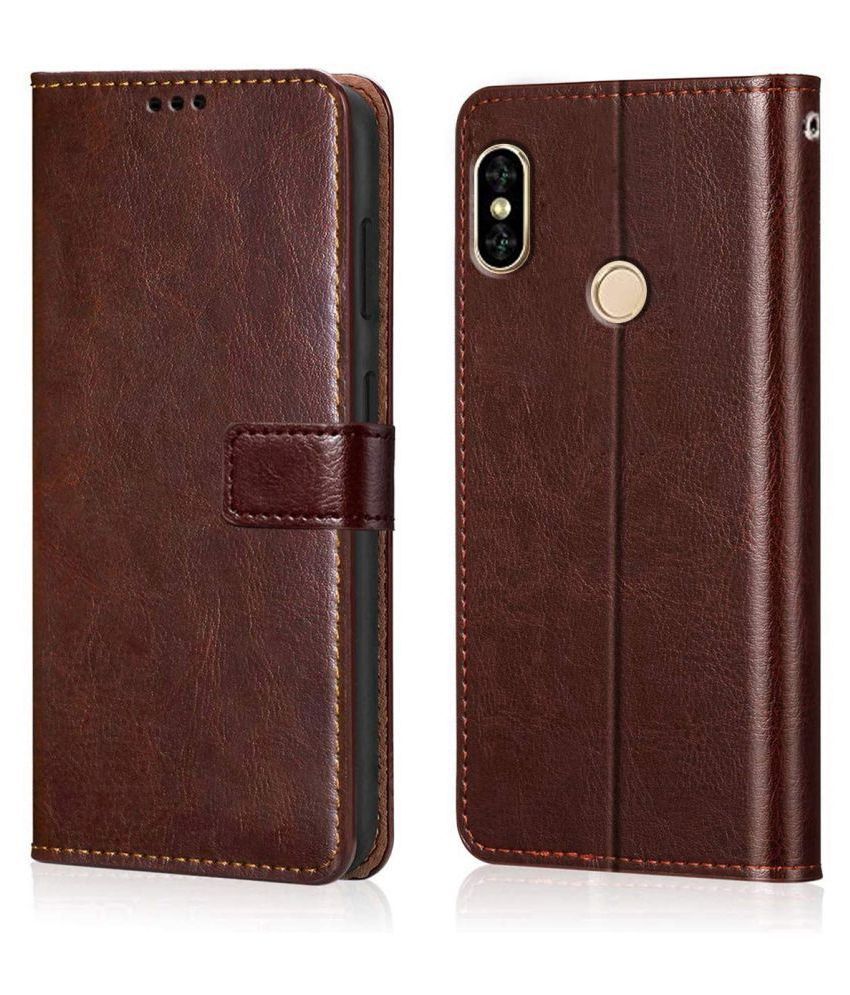     			Samsung Galaxy A30 Flip Cover by NBOX - Brown Viewing Stand and pocket