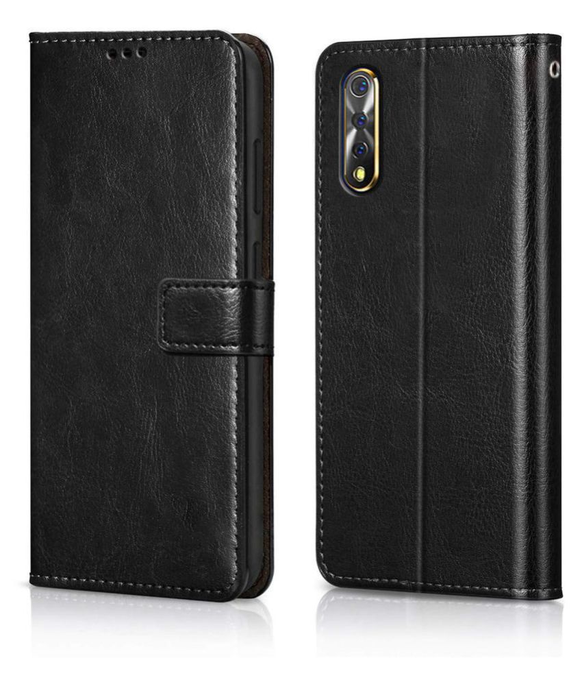     			Samsung Galaxy A70 Flip Cover by NBOX - Black Viewing Stand and pocket