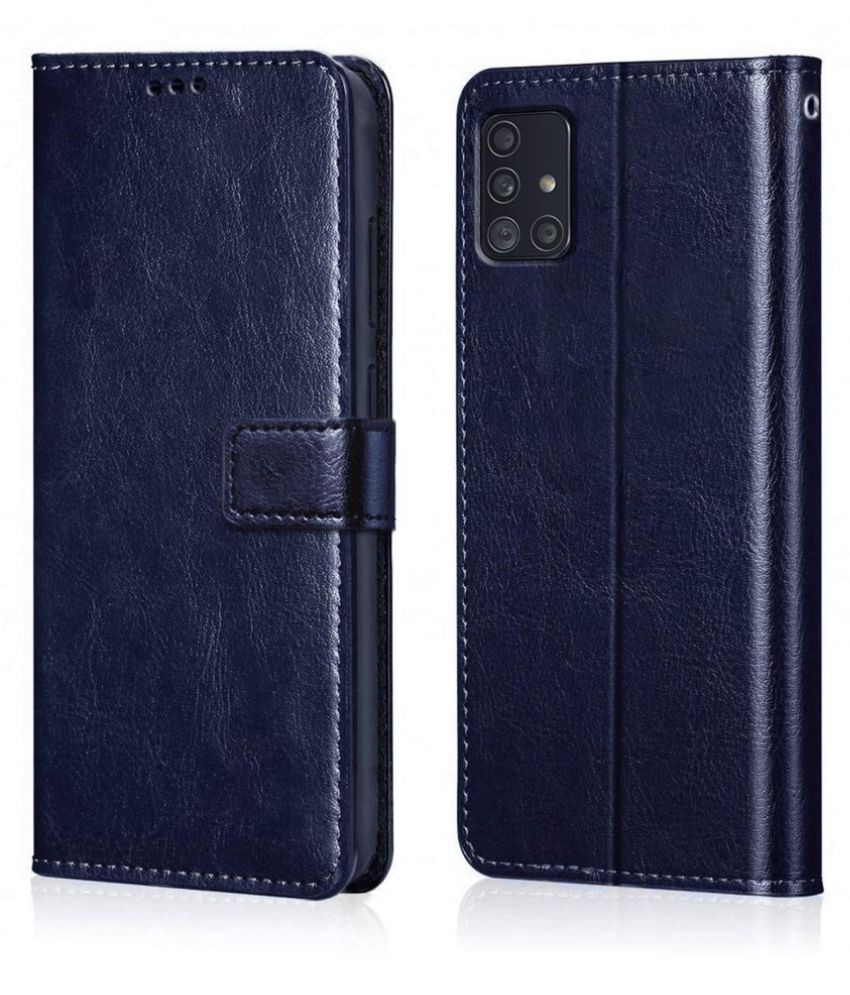     			Samsung Galaxy A71 Flip Cover by NBOX - Blue Viewing Stand and pocket