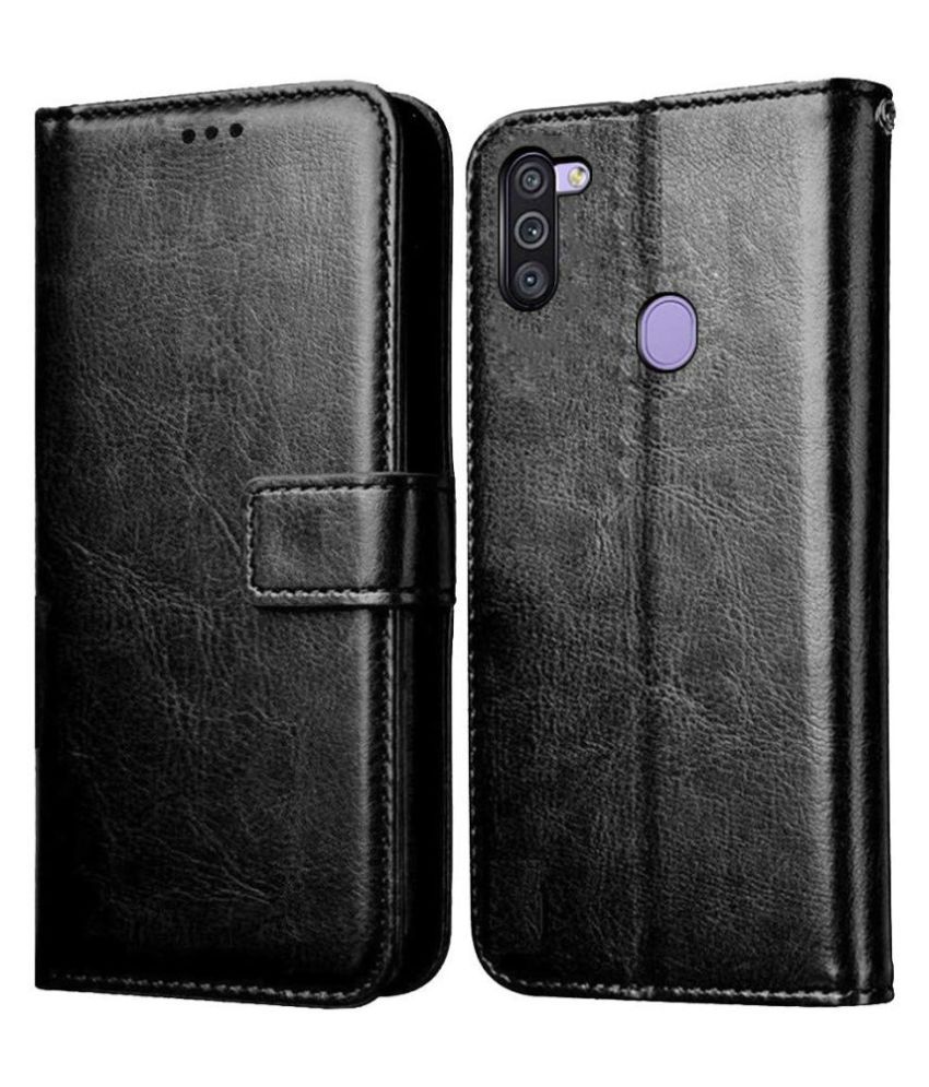     			Samsung Galaxy M11 Flip Cover by NBOX - Black Viewing Stand and pocket