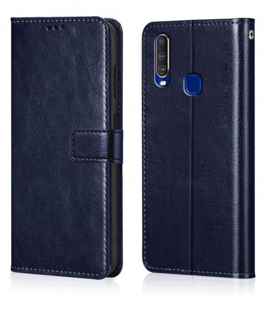     			Vivo U10 Flip Cover by NBOX - Blue Viewing Stand and pocket