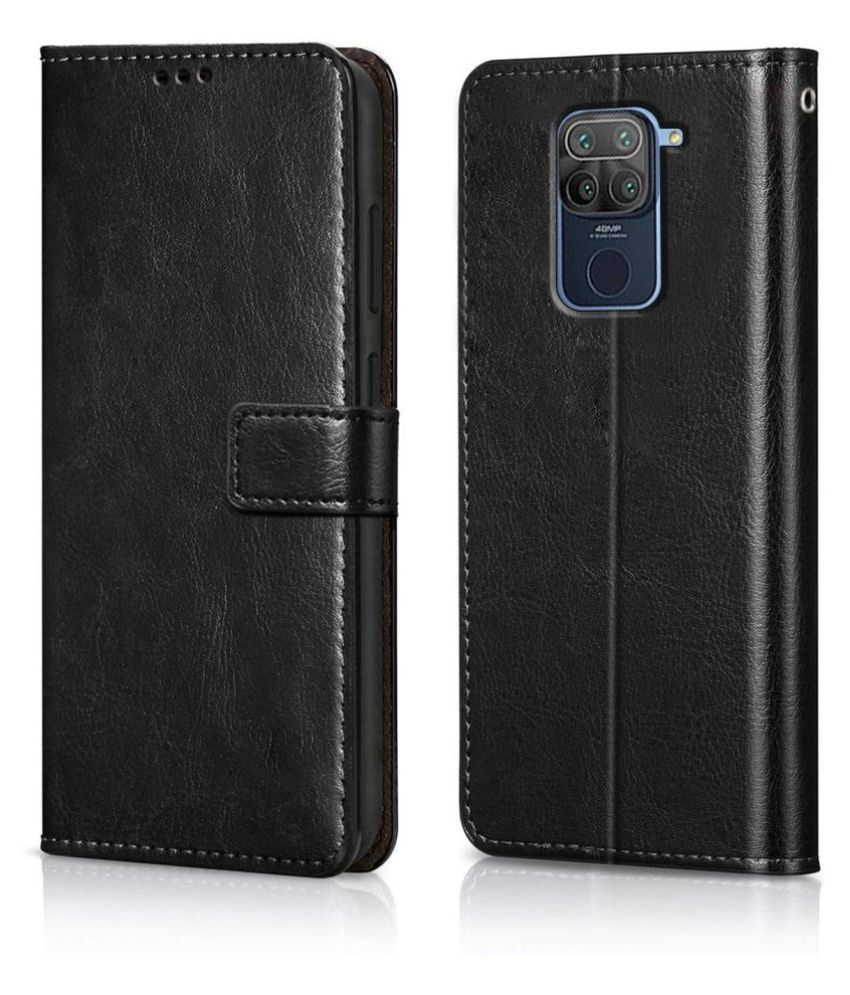     			Xiaomi Redmi Note 9 Flip Cover by NBOX - Black Viewing Stand and pocket