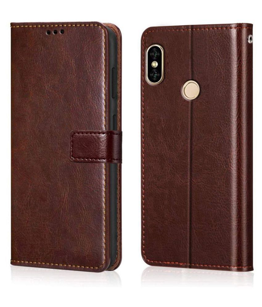     			Xiaomi Redmi Y2 Flip Cover by NBOX - Brown Viewing Stand and pocket
