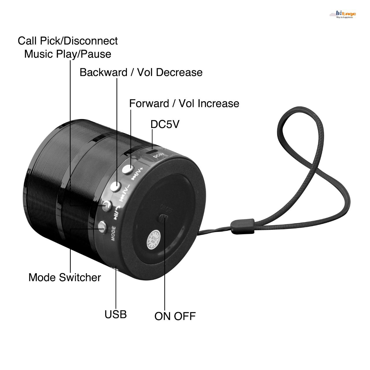MTR WS-887 BLACK Bluetooth Speaker