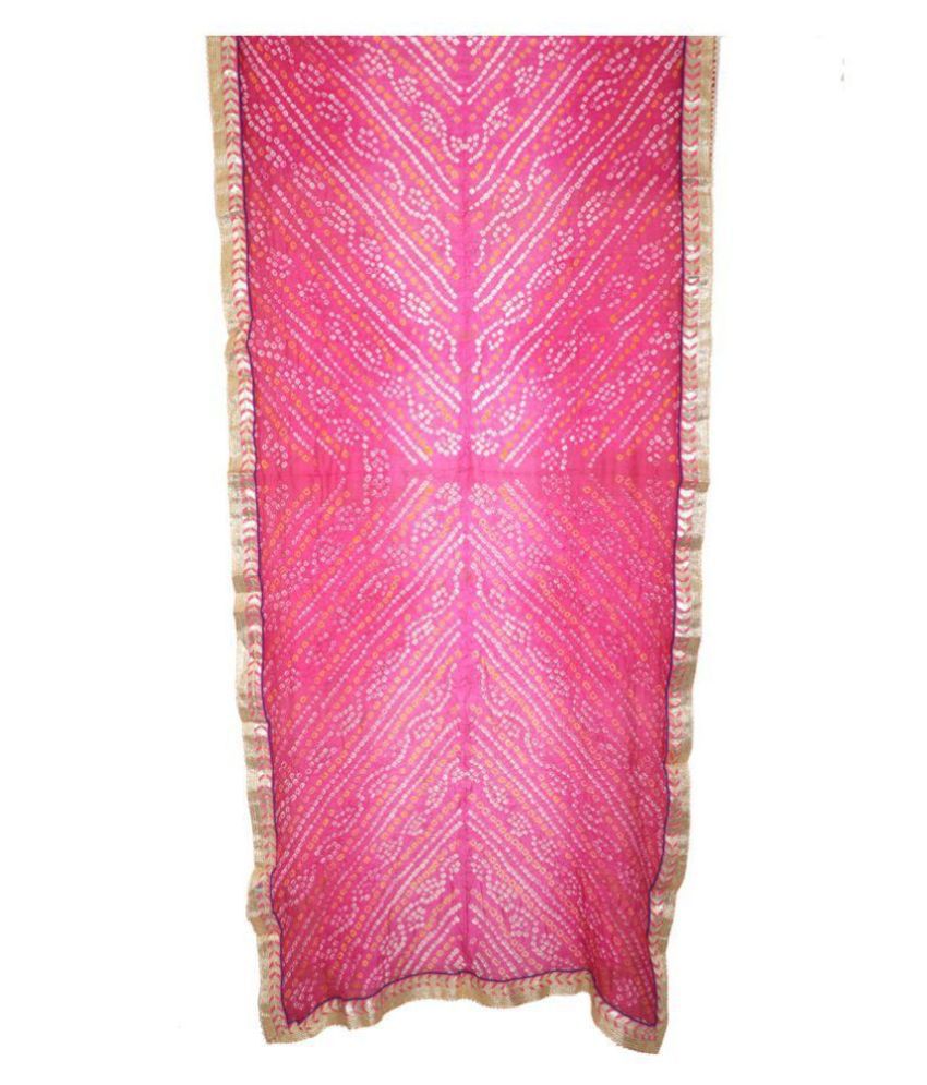 Aprtim Pink Art Silk Bandhej Dupatta