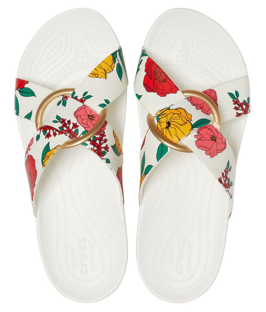 womens white crocs slides