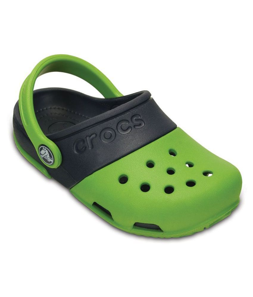     			Crocs Roomy Fit Green Clog For Kids