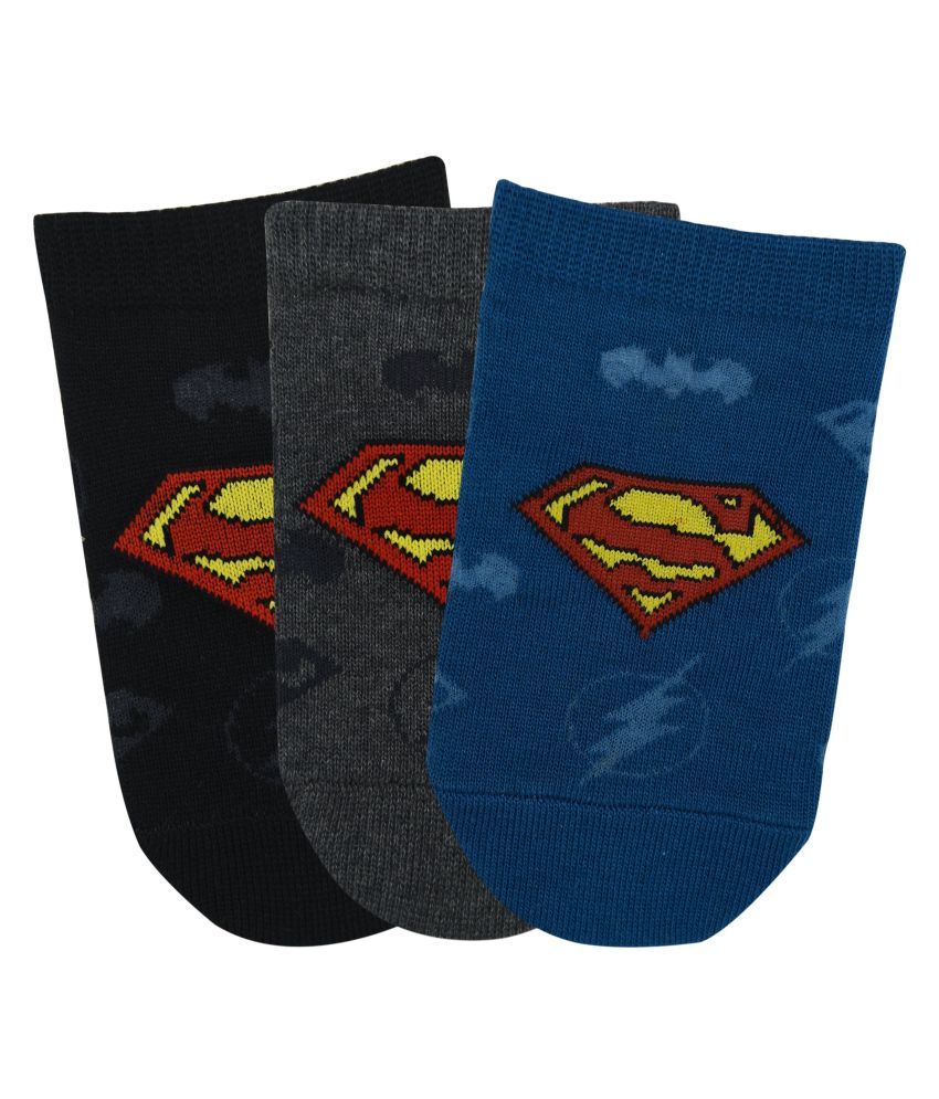     			Superman Kids Low Cut Socks- Justice League- (Black, Blue, D.Grey)- Pack of 3