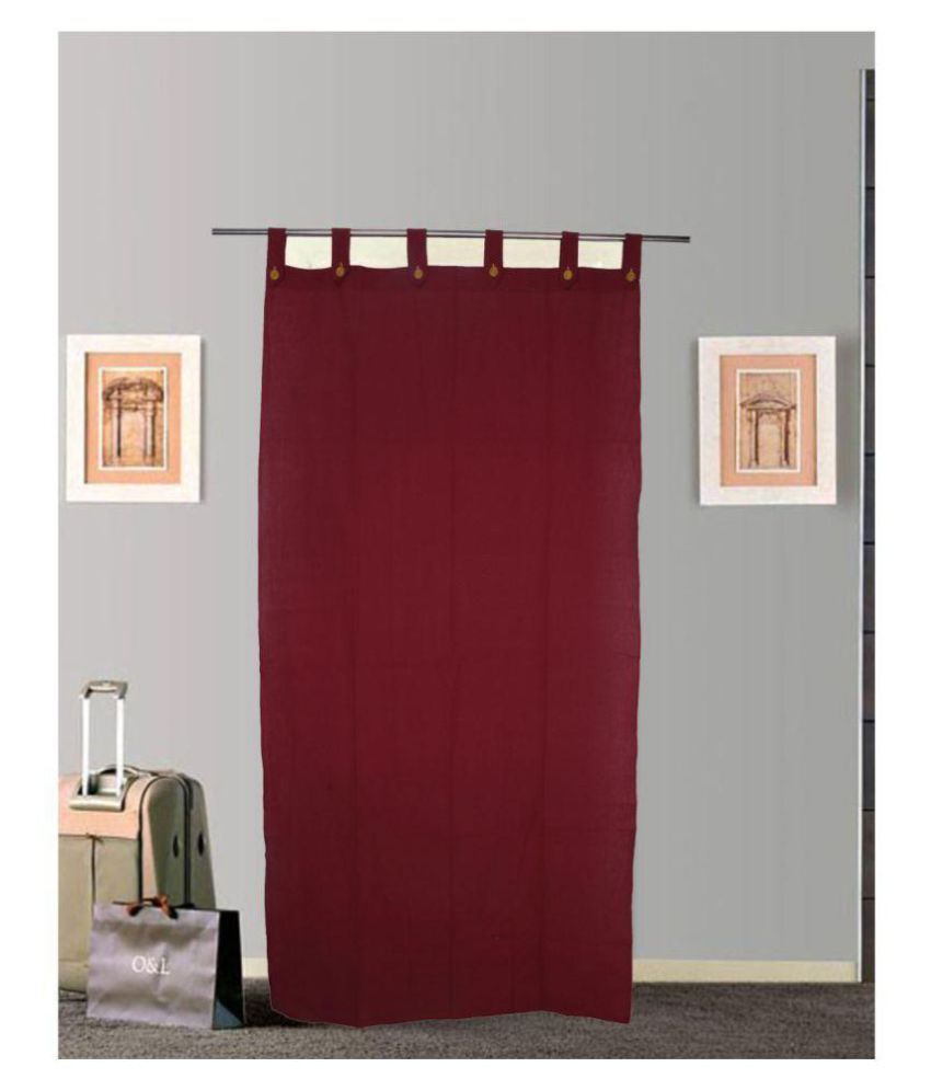     			Tidy Solid Transparent Loop Curtain 6 ft ( Pack of 1 ) - Maroon