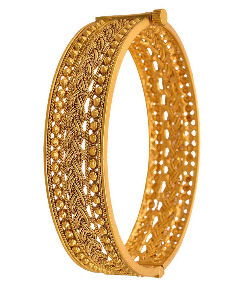     			Traditional Ethnic One Gram Gold Plated Braided Gold Bead Designer Openable Kada for Women & Girls.