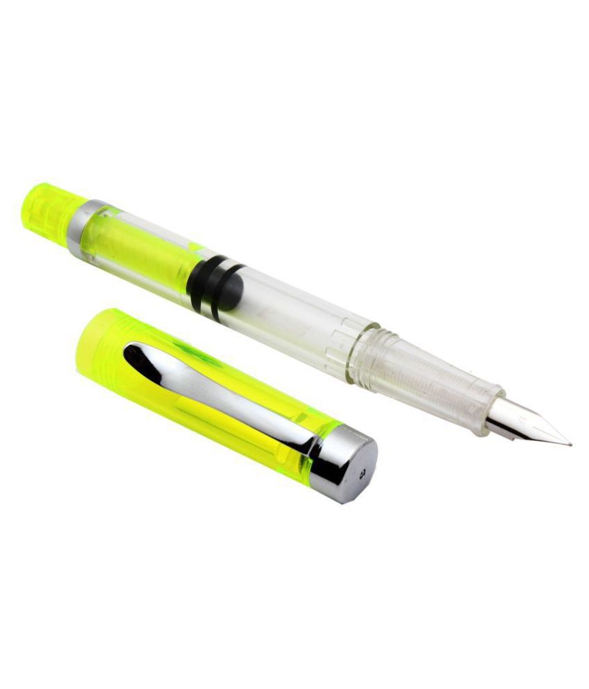     			Colorful Demonstrator Piston Mechanism Safari Fountain Pen New - Yellow