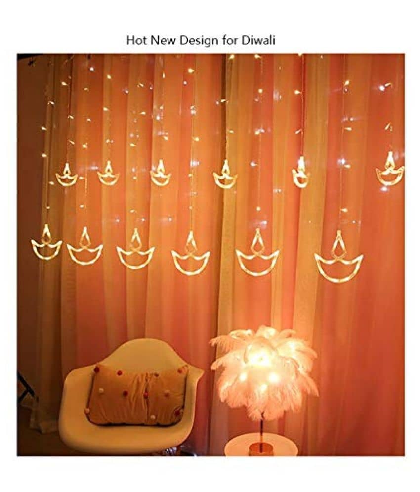 GIFTHOUSE Diwali Light Curtain, String Lights with Hanging Diya Light ...