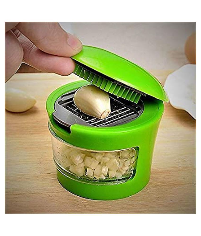     			Om garlic cutter with stainless steel blades Plastic Manual Chopper