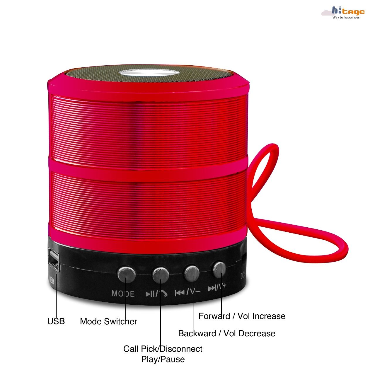 Hitage HI SHE LOOKS H8 R1 for ZTE V887 Portable Speaker Red color