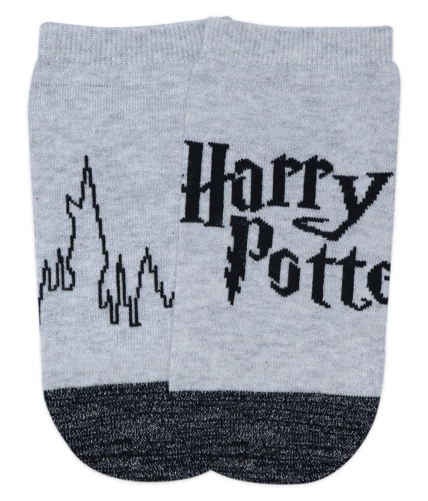 Balenzia x Harry Potter Harry Potter Logo & Hogwarts Castle Silver Lurex Socks for Women (Pack of 2)- Silver