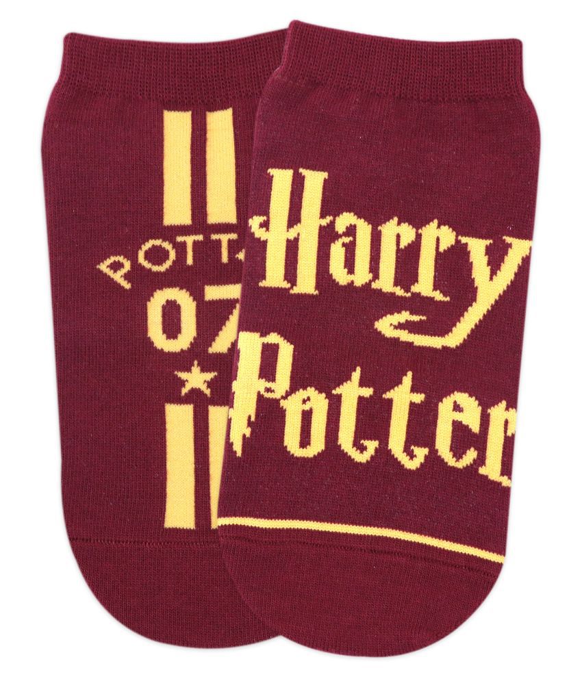 Balenzia x Harry Potter Potter 07 & Harry Potter Logo Ankle Socks for Women (Pack of 2)- Maroon