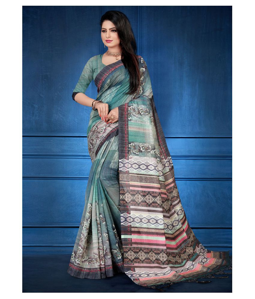 powder blue bead embroidered organza saree