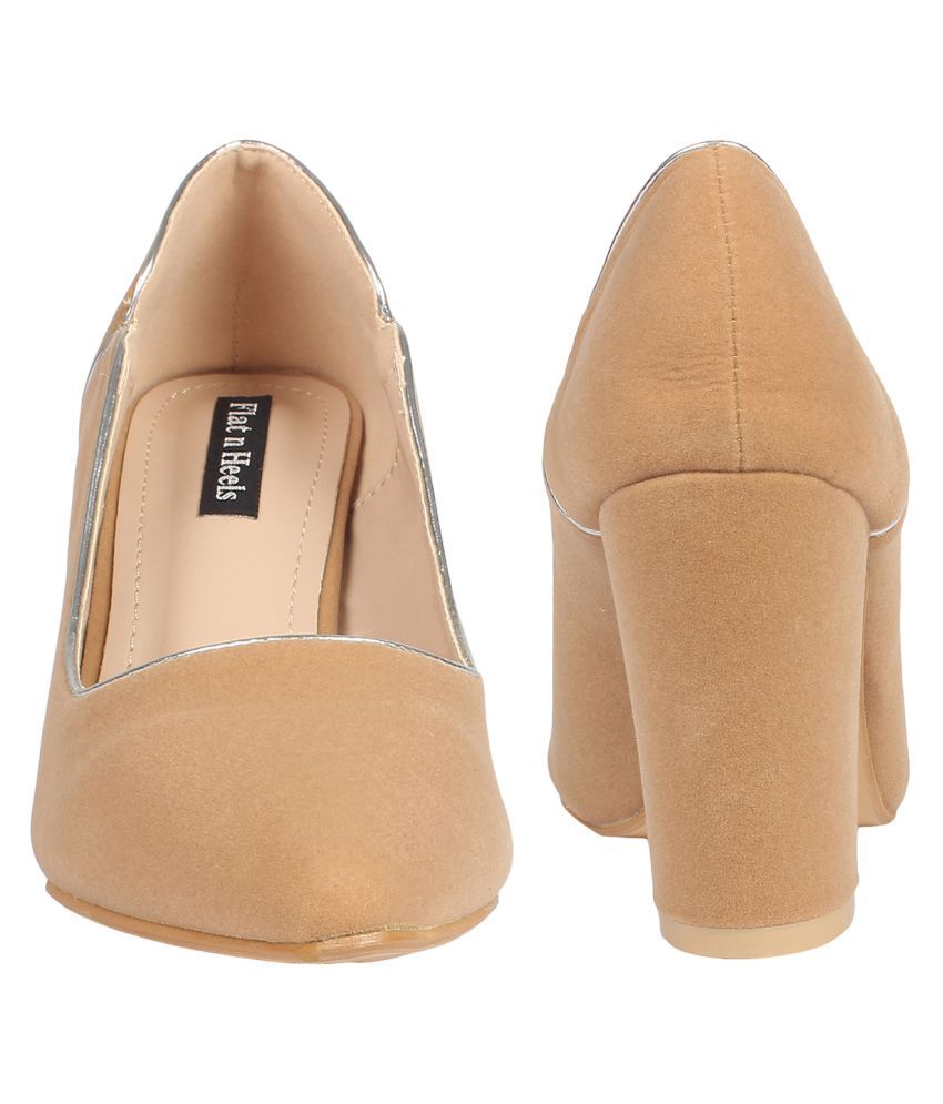 Flat N Heels Khaki Block Heels Price in India Buy Flat N Heels Khaki