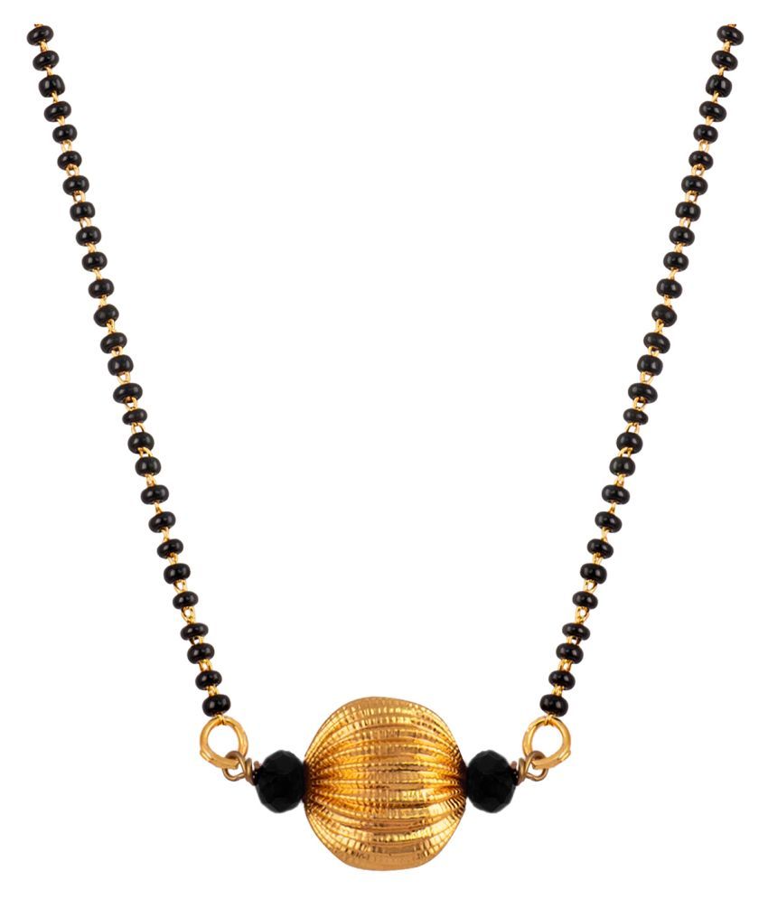     			JFL - Jewellery for Less Traditional Gold Plated Jali Ball Handcrafted Designer Mangalsutra With Black Beaded Chain for Women