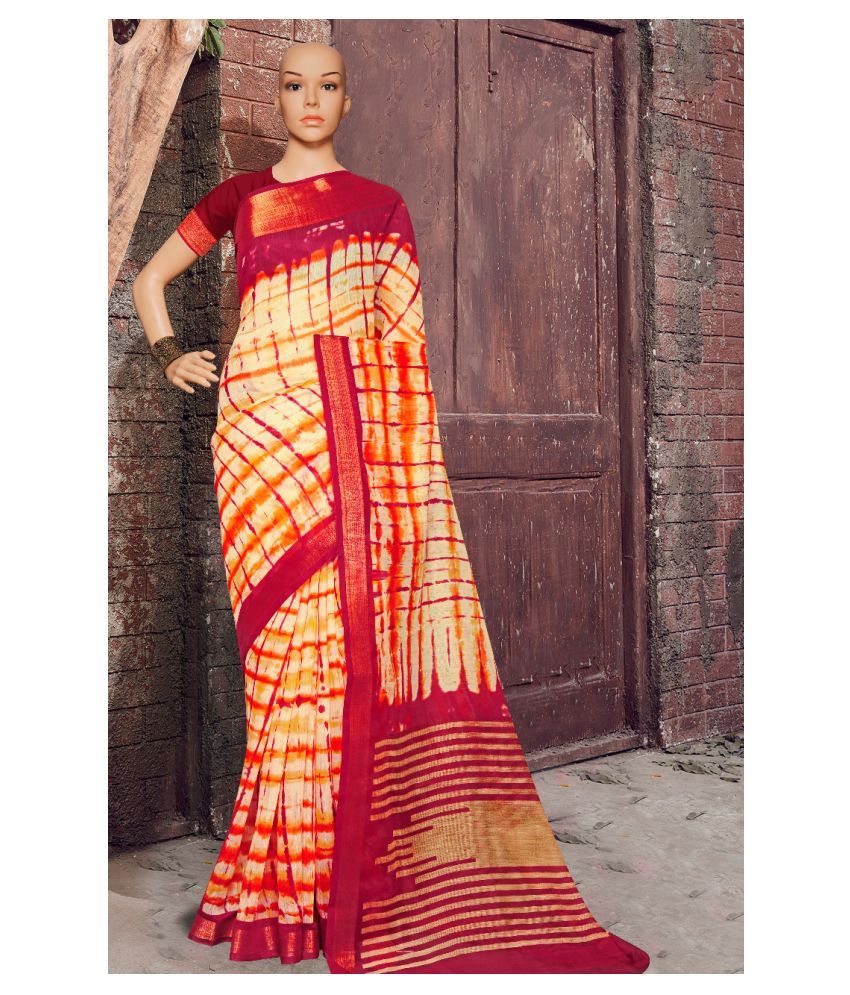 MANKI SAREES Red Linen Saree Buy MANKI SAREES Red Linen Saree Online